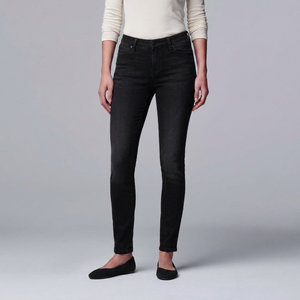 Simply Vera Wang Verawang Women's Skinny Black Denim Jeans, Size 8, Mid-Rise